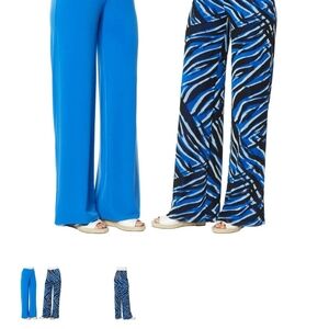 IMAN Vibrant Blue and Zebra Pattern Wide Leg Pants